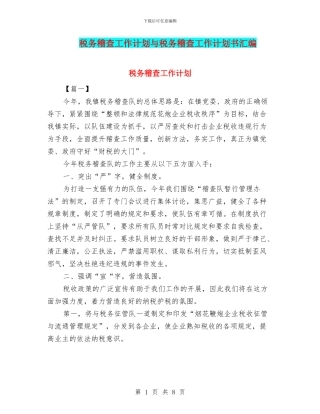 税务稽查工作计划与税务稽查工作计划书汇编