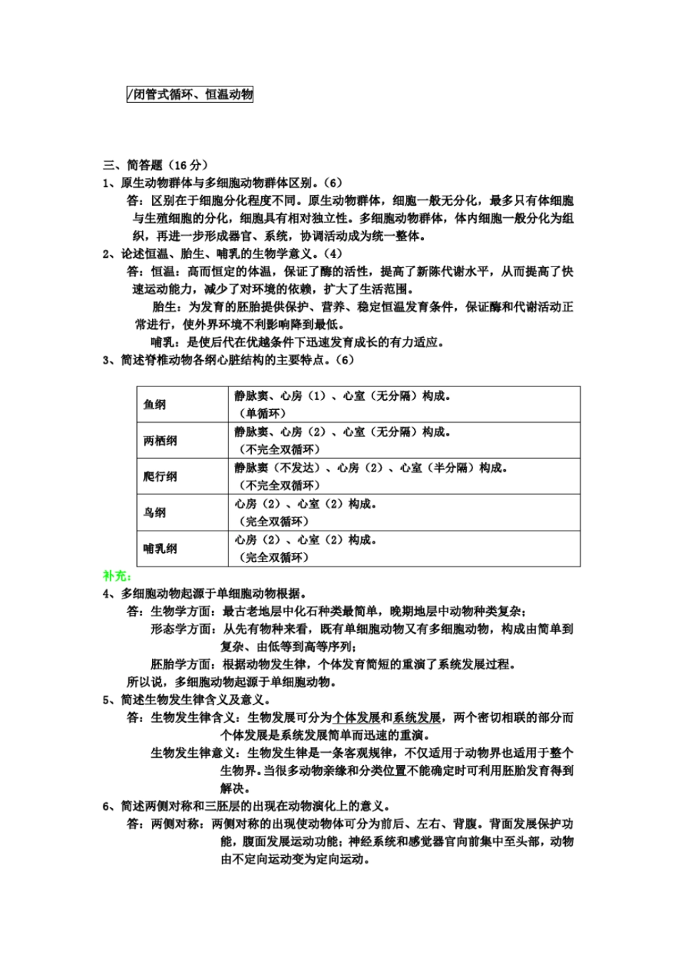 完整版普通动物学试题答案_第2页