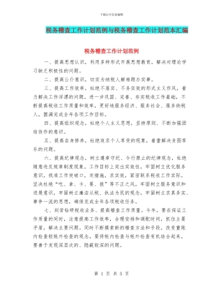 税务稽查工作计划范例与税务稽查工作计划范本汇编