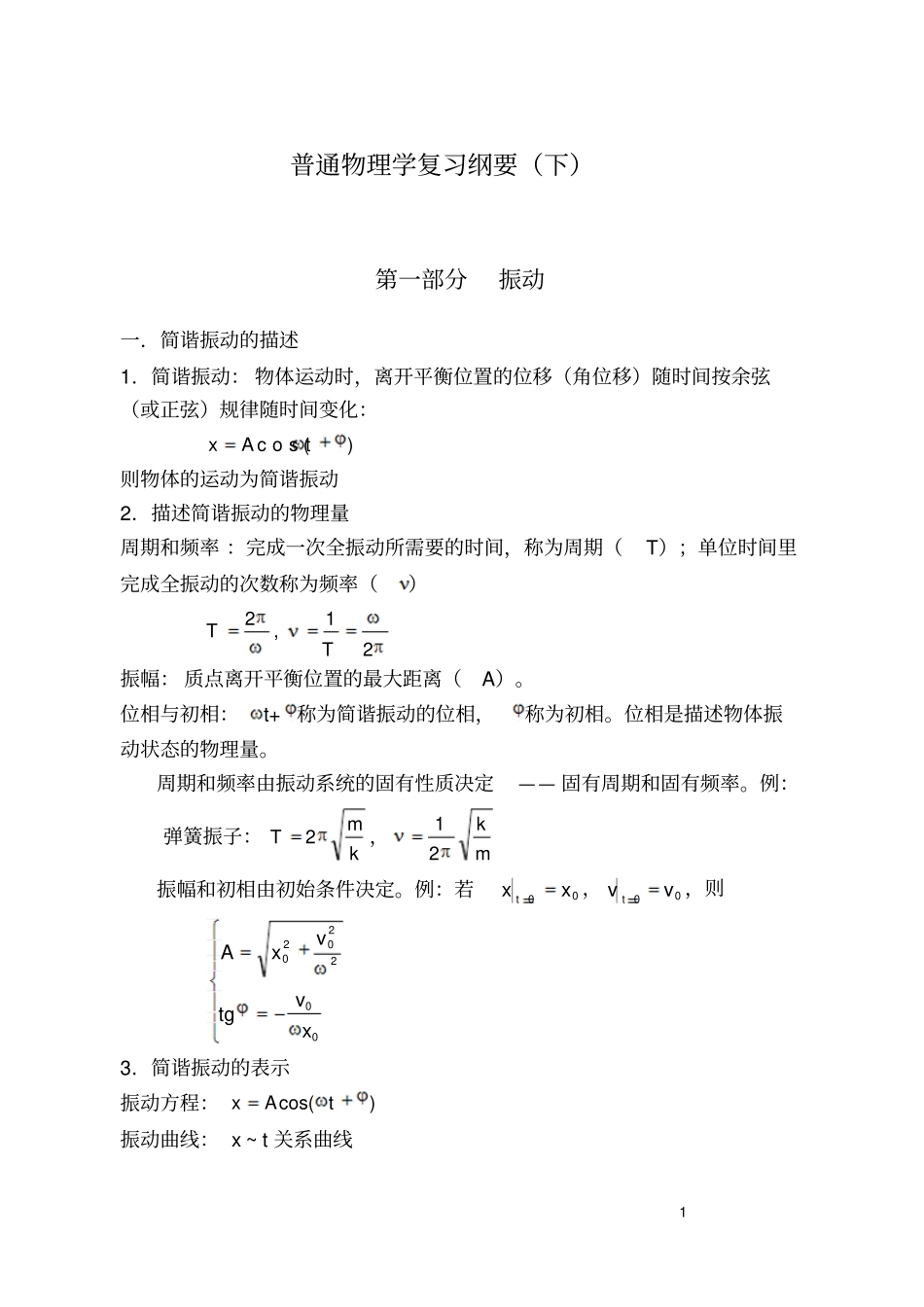 完整版普通物理学复习纲要下_第1页