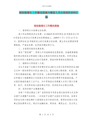税收稳增长工作整改措施与稽查人员自我剖析材料汇编