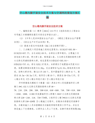 空心墩内脚手架安全技术方案与空调网的策划方案汇编
