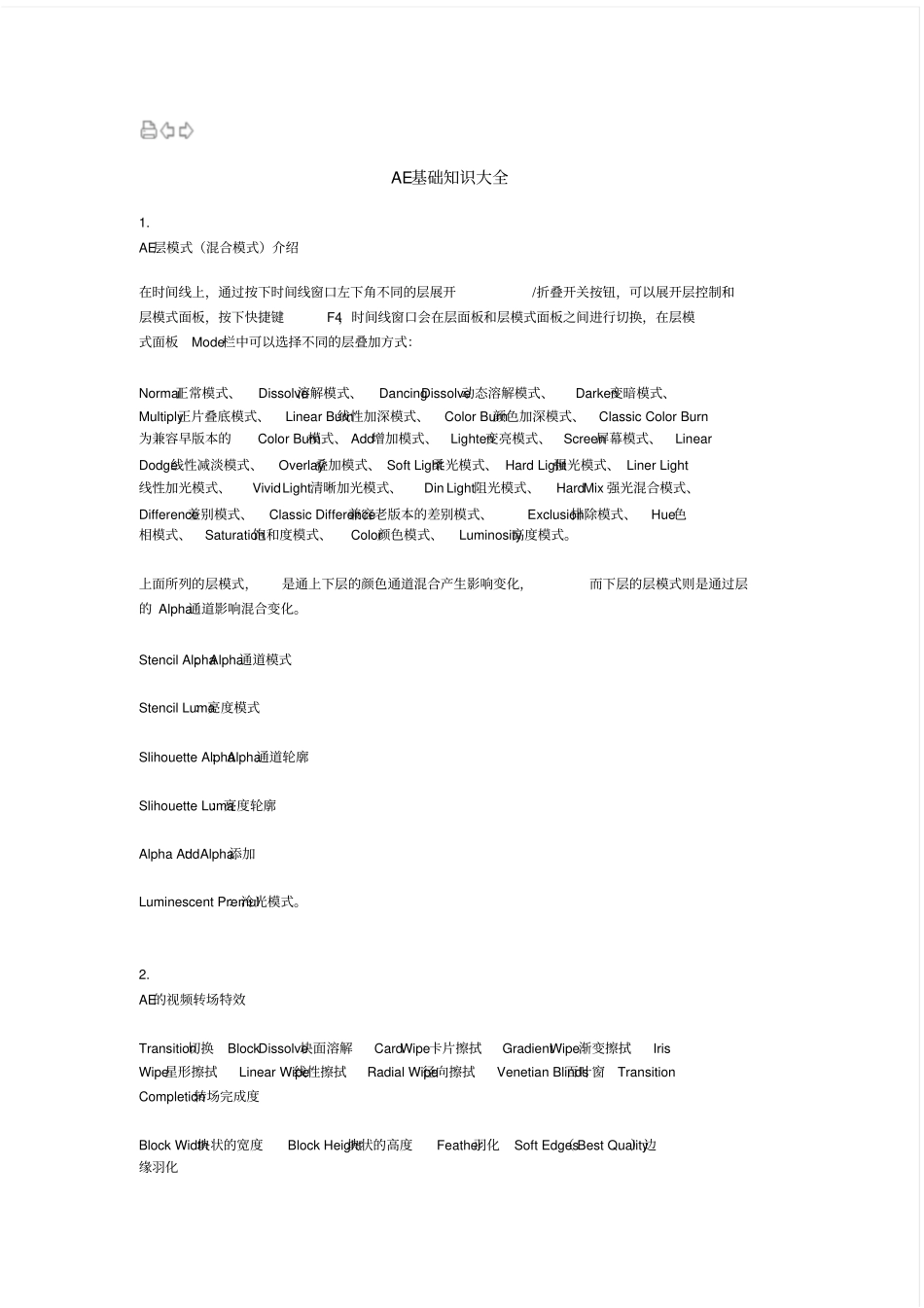完整版最全AE基础知识大全_第1页
