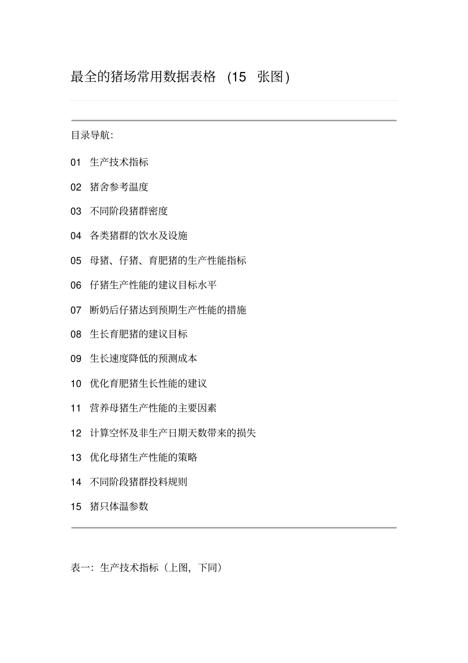 完整版最全的猪场常用数据表格_第1页