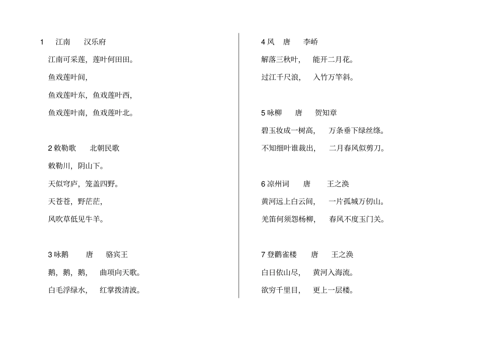 完整版最新小学生必背古诗词160首_第1页