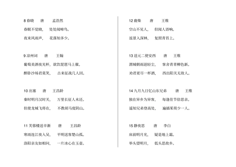 完整版最新小学生必背古诗词160首_第2页