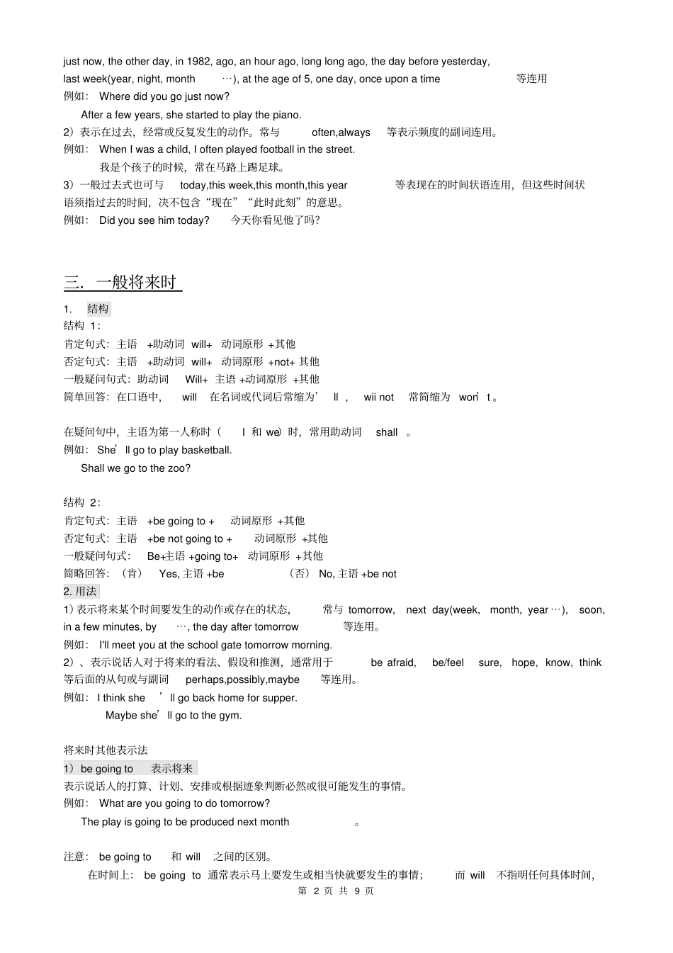 完整版最新版初中英语语法八大时态总结_第2页