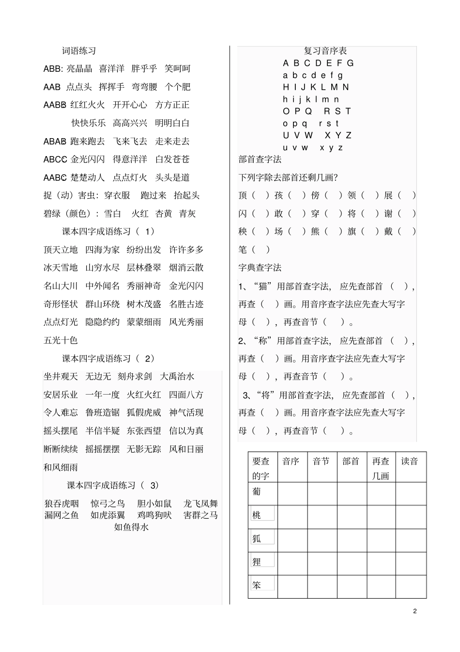 完整版最新部编版小学二年级语文上册期末总复习知识汇总大全_第2页