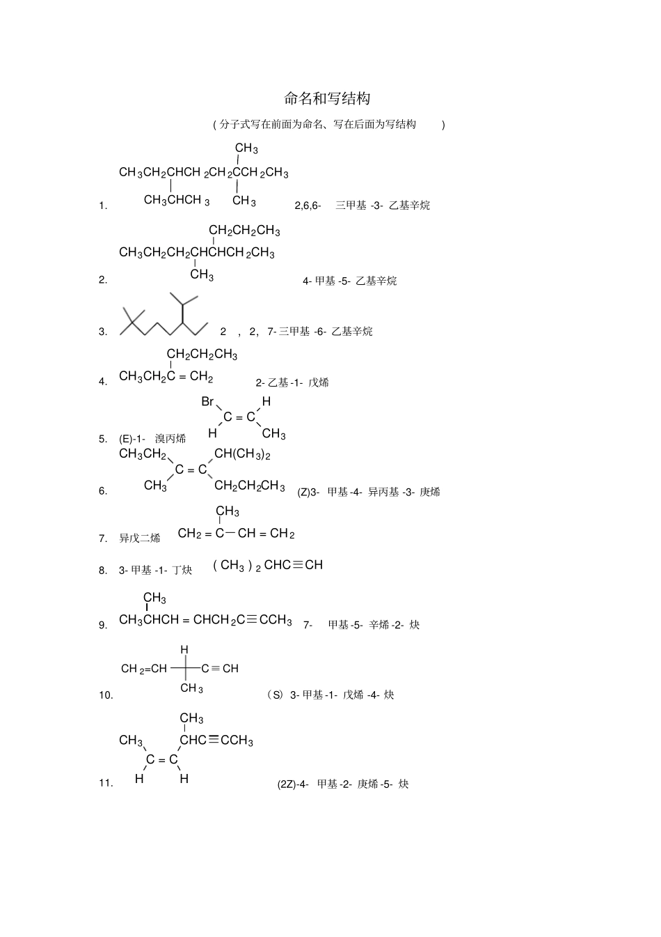 完整版有机化学试题库命名和写结构_第1页