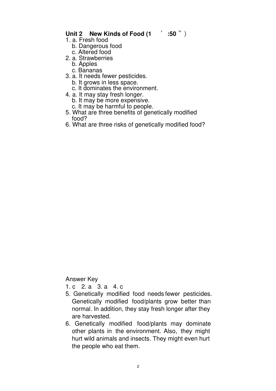 完整版朗文听说教程1听力题目且包含答案_第2页