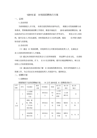 完整版校园招聘执行方案