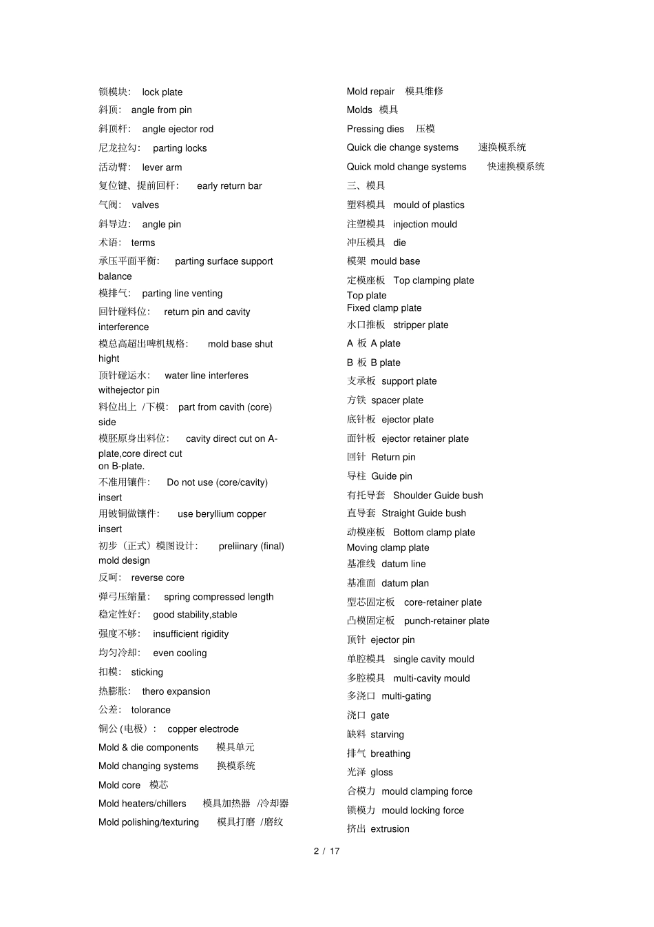 完整版模具专业英文术语大全_第2页
