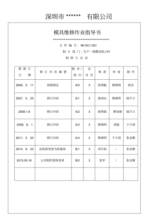 完整版模具维修作业指导书