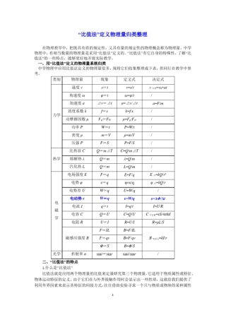 完整版比值法定义物理量归类整理