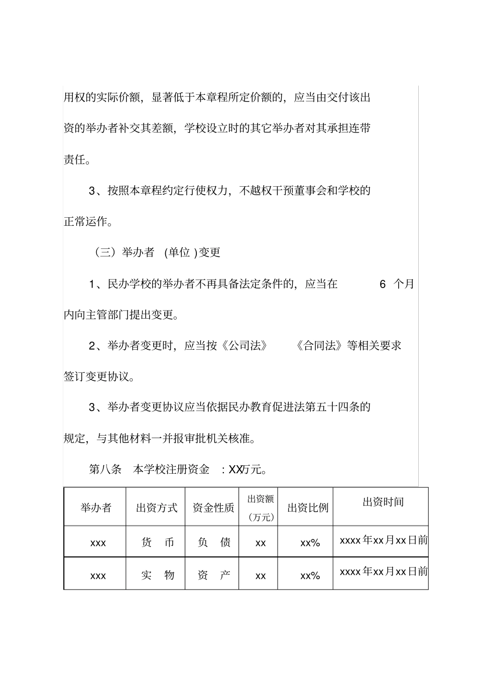完整版民办学校办学章程营利性_第3页