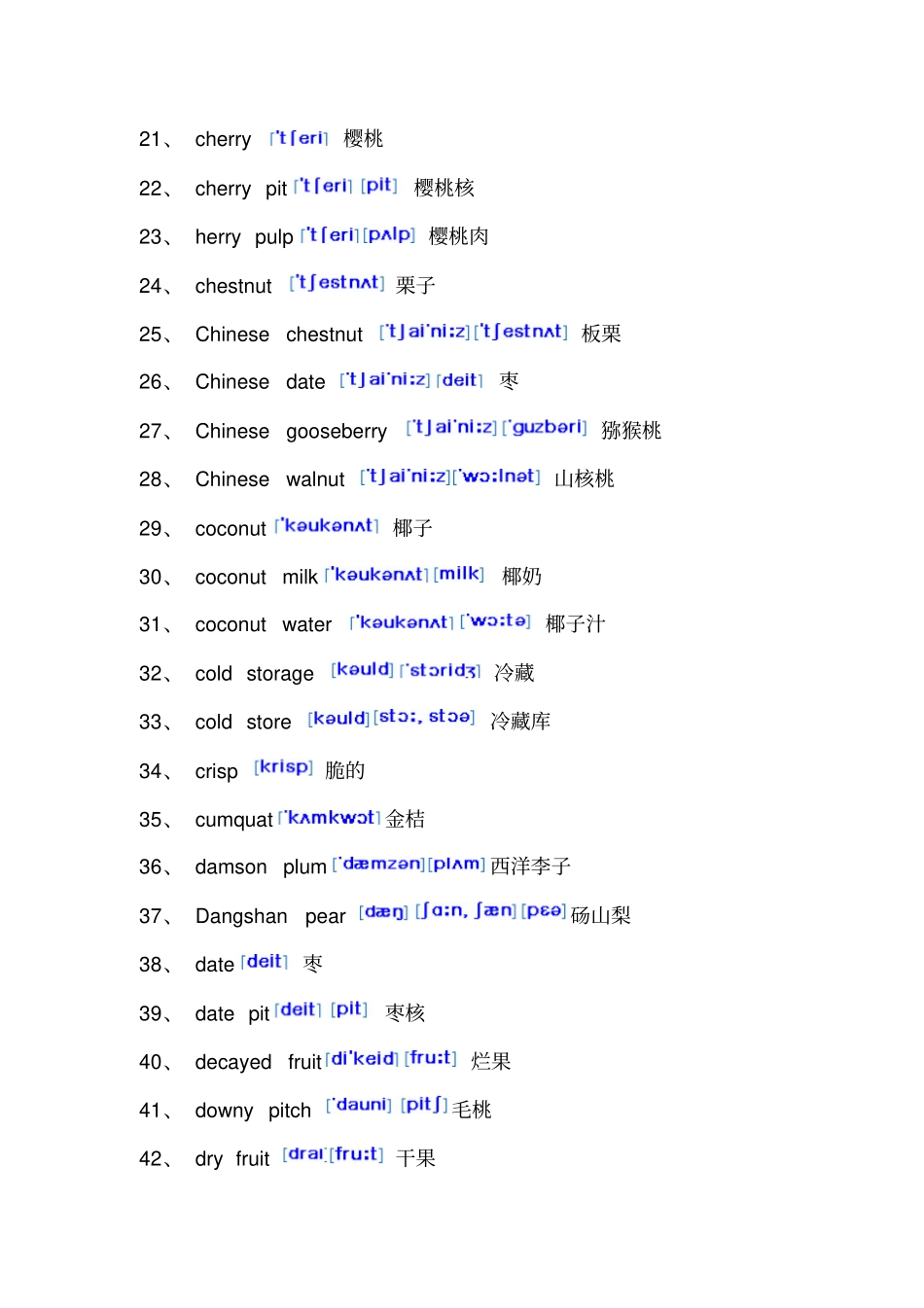 完整版水果蔬菜动物类英语词汇大全-带音标_第2页