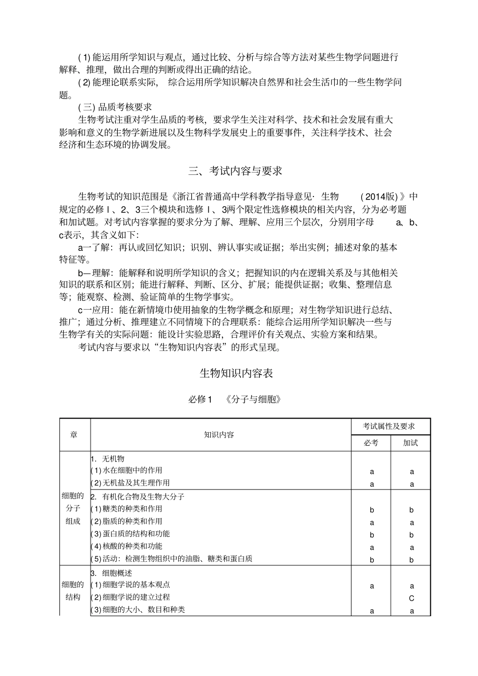 完整版浙江高中生物学考选考考纲_第2页