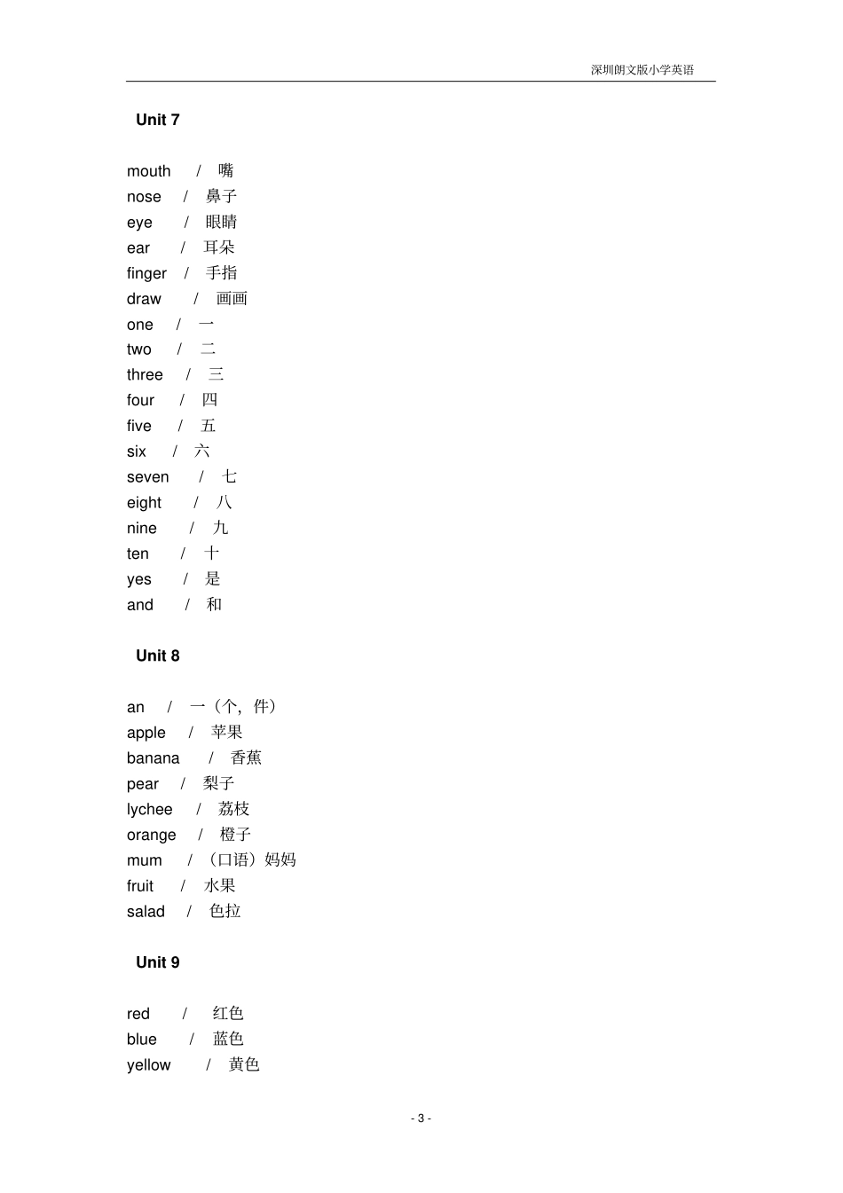 完整版深圳朗文版小学英语单词汇总12册_第3页