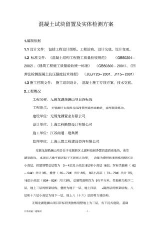 完整版混凝土试块留置及实体检测方案