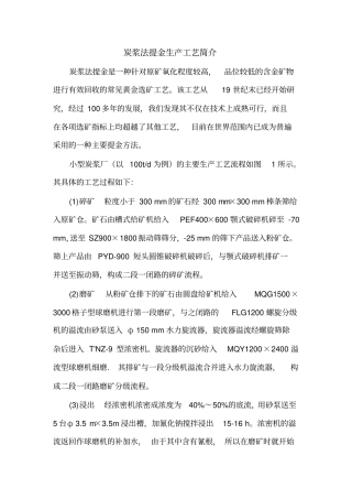 完整版炭浆法提金生产工艺简介
