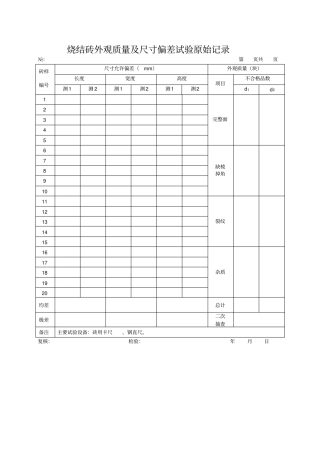 完整版烧结砖原始记录