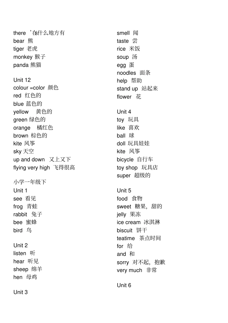完整版牛津深圳版小学英语各年级单词表_第3页