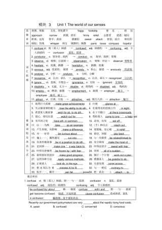 完整版牛津高中英语模块三Unit1