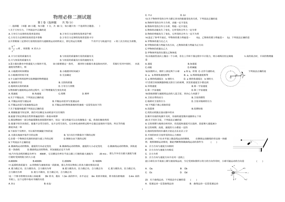 完整版物理学业水平测试必修二文档良心出品_第1页