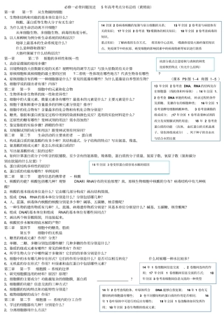 完整版生物必修一必背问题及近5年全国卷高考考点分析