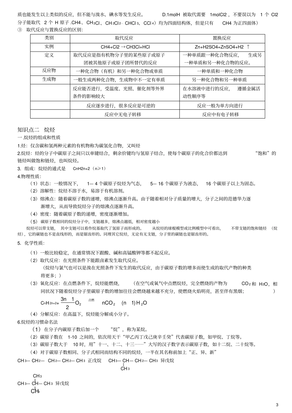 完整版甲烷知识点,推荐文档_第3页
