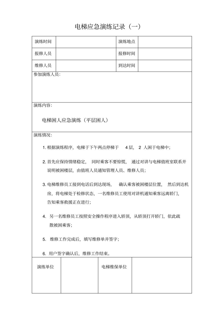 完整版电梯应急演练预案_第2页