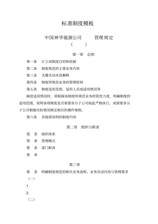 完整版神华标准制度模板及编写规范