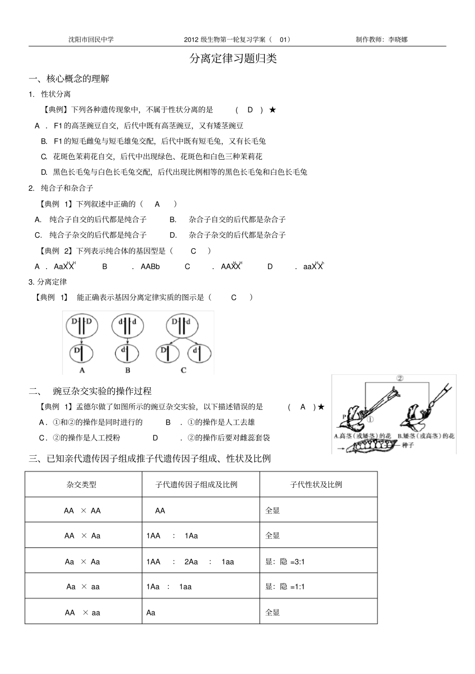 完整版答案分离定律习题归类_第1页