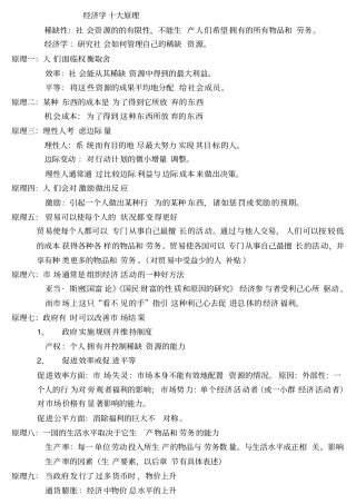 完整版经济学原理总结