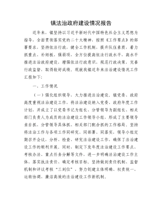 镇法治政府建设情况报告
