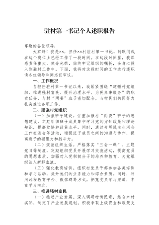 驻村第一书记个人述职报告