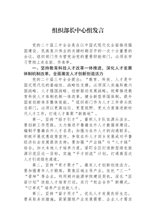 组织部长中心组发言