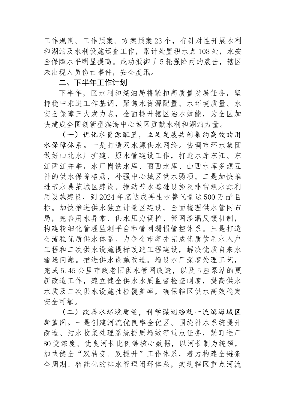 水利和湖泊局2024年上半年工作总结_第2页