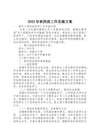 20XX年秋控流工作实施方案_1