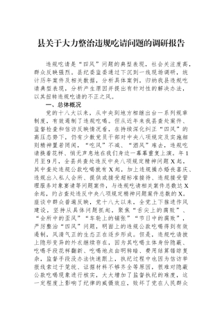 县关于大力整治违规吃请问题的调研报告