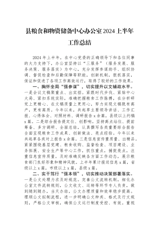 县粮食和物资储备中心办公室2024上半年工作总结