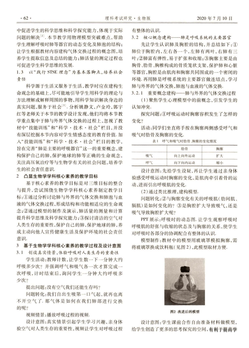 核心素养视域下的初中生物学教学设计——以“发生在肺内的气体交换”一_第2页