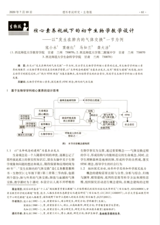 核心素养视域下的初中生物学教学设计——以“发生在肺内的气体交换”一