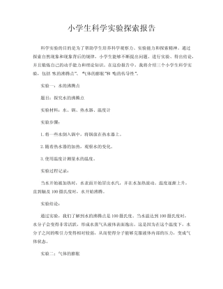 小学生科学实验探索报告