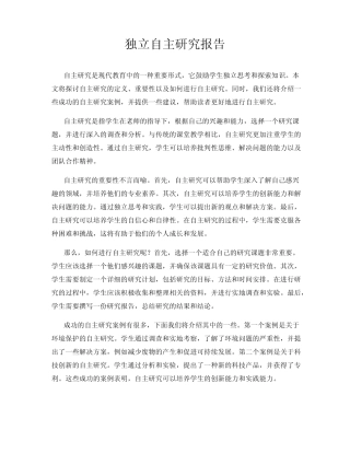 独立自主研究报告