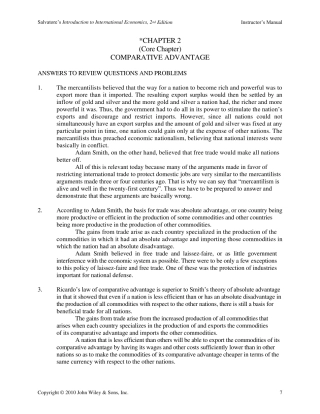 国际经济学(多米尼克萨瓦尔多)课后答案