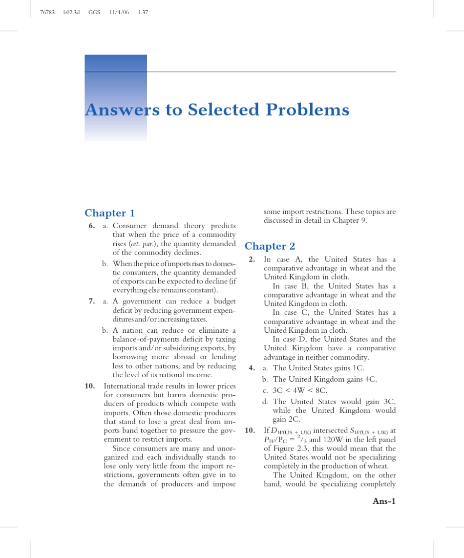 国际经济学第九版课后答案_第1页