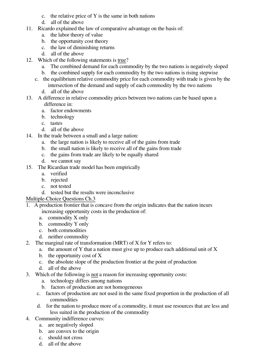 国际经济学选择题_第2页