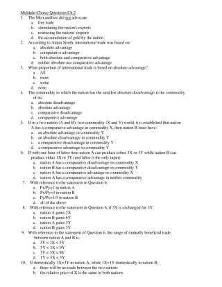 国际经济学选择题