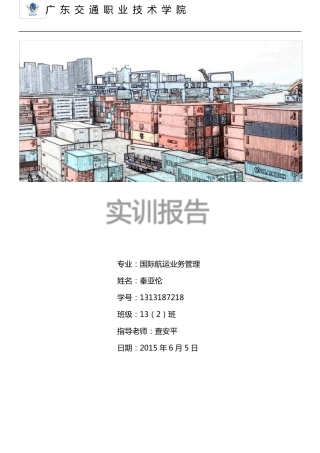国际航运业务管理实训报告